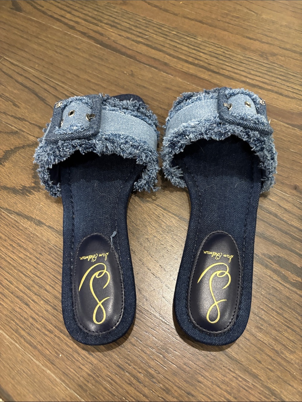 Sam Edelman Bambi Fray Slide Sandal, color: blue multi twill - Picture 7 of 11